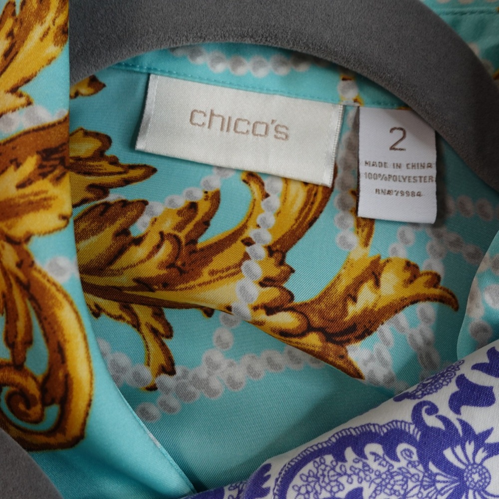 Chicos Top Womens 2 Multicolor Button Up Blouse Lot of 3 Paisley Baroque Cottage - Picture 5 of 11